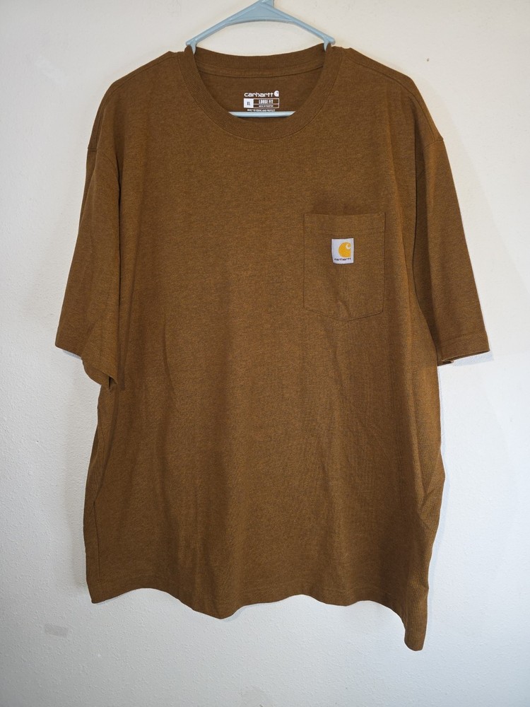 Carhartt Mens XL Loose Fit Pocket Short Sleeve Crew T-Shirt Brownish Orange
