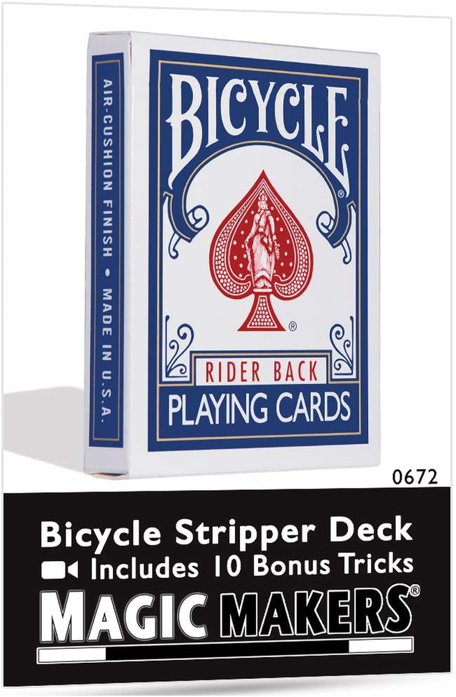 Blue Tapered Bicycle Stripper Deck with 10 Bonus Magic Tricks Included