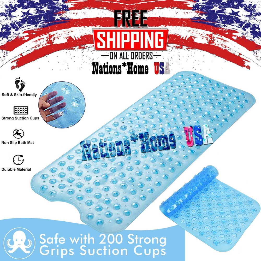 Non-Slip Bath Tub Mat (40 X 16)Inch Extra Long Antibacterial Bathroom Shower Mat