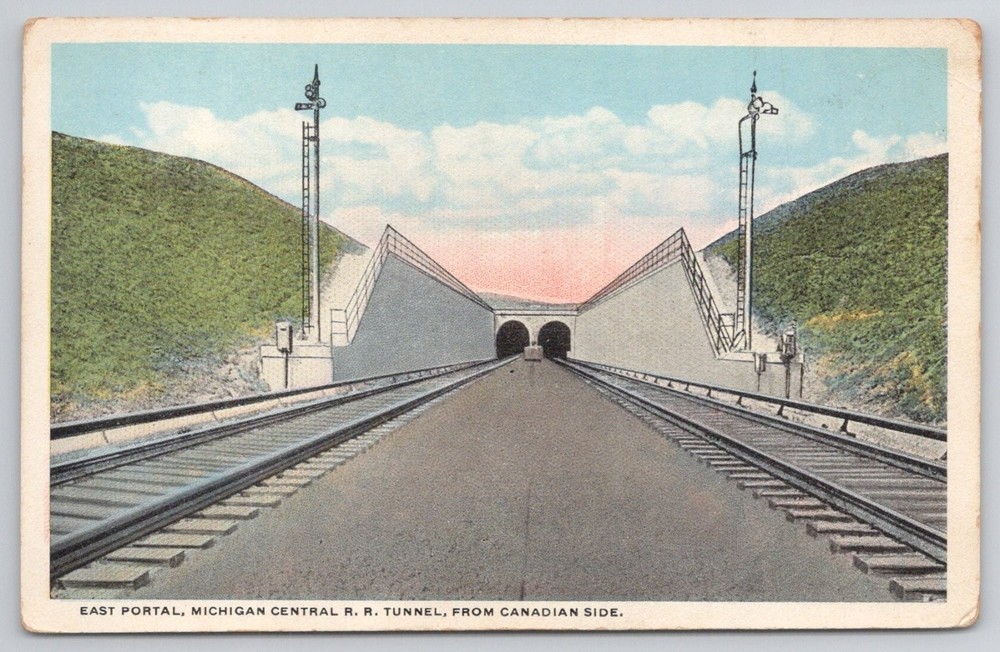 East Portal Michigan Central R.R. Tunnel Detroit River Postcard 1910