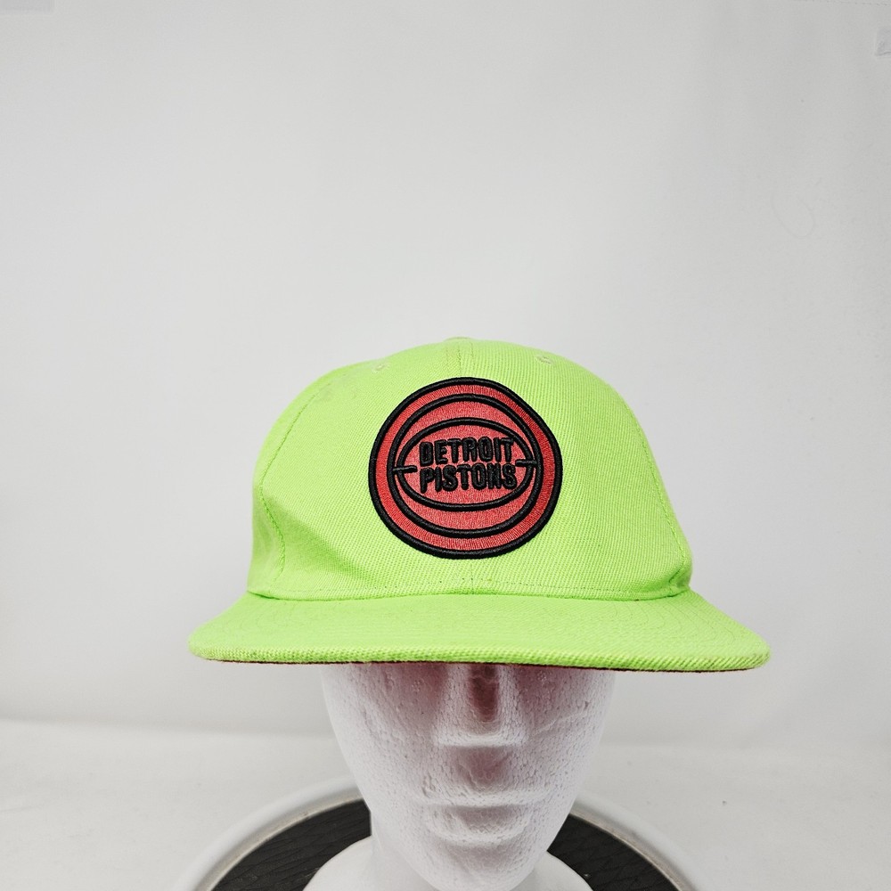 Detroit Pistons Mitchell & Ness NBA Fitted 7 1/4 Flatbill Cap Hat Neon Green