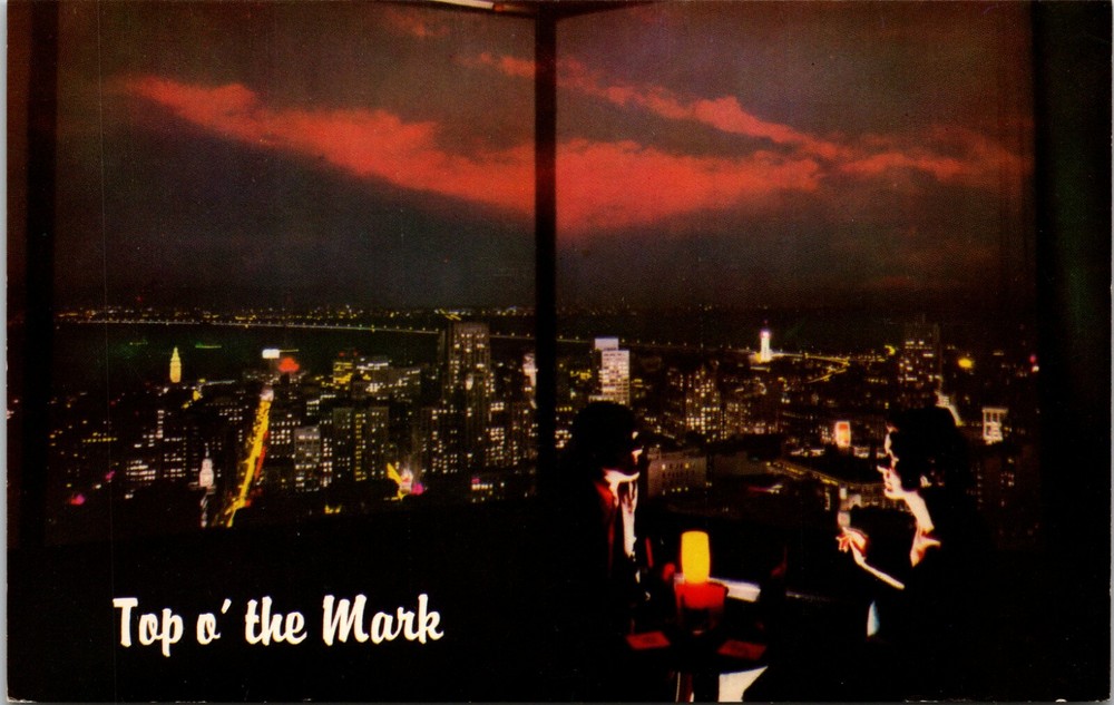 Night View from Top O' The Mark San Francisco California Vintage Postcard