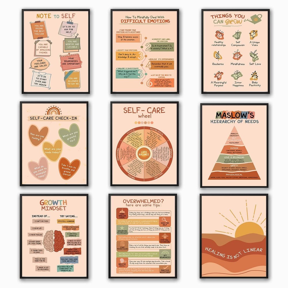 Wall Decor, Classroom School Therapist Supplies Boho Educational Art Print, 9...