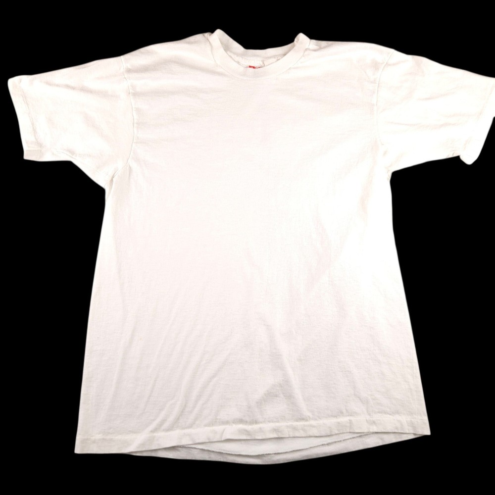 Vintage 90s Hanes Single Stitch White Blank Plain T Shirt Men's Size XL
