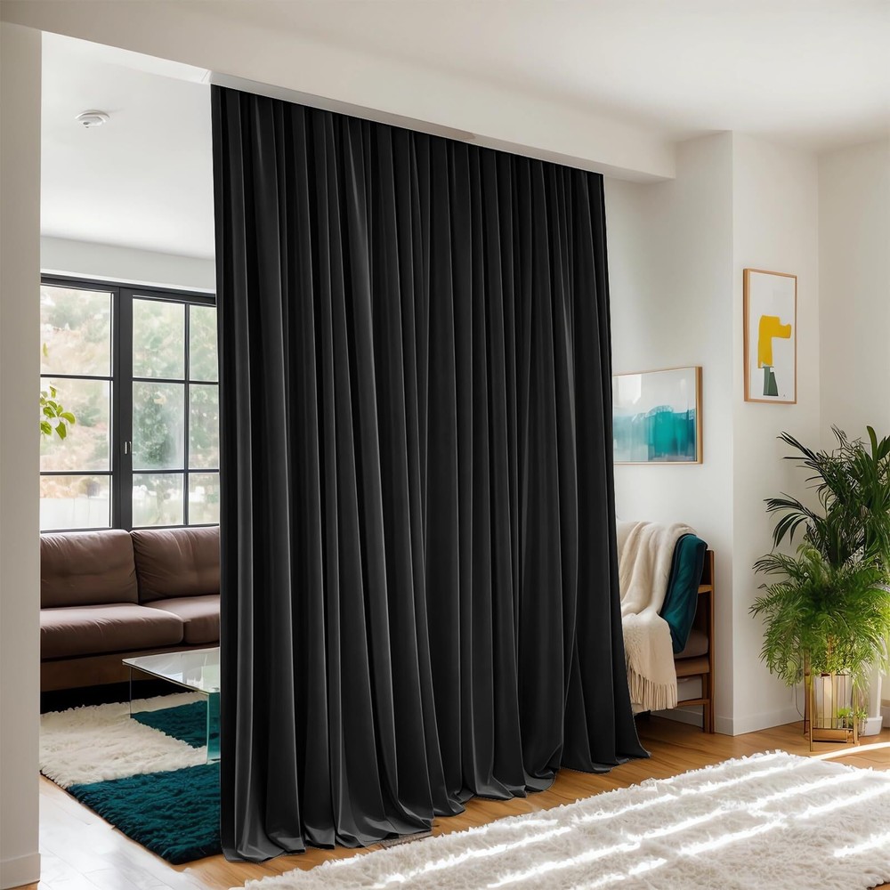 Floor to Ceiling Curtains for Wall Ceiling Mount Track - Blackout Privacy Roo...