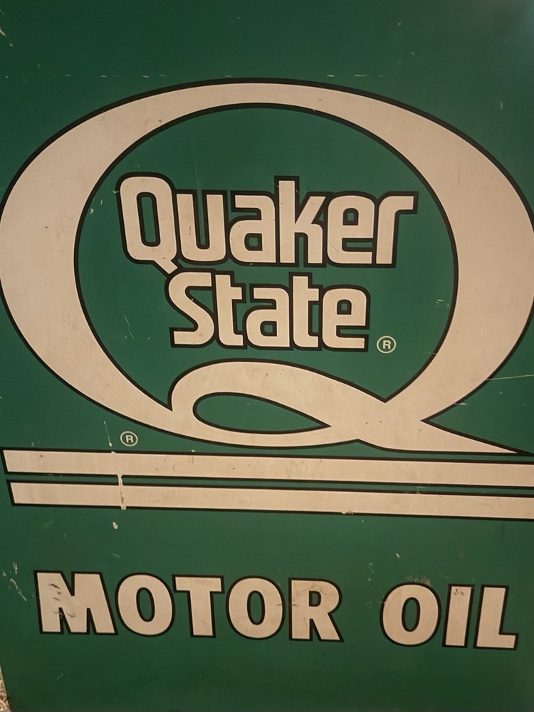 1940- Quaker State Motor Oil- Double Sided Porcelain Tomestone Vintage Sign 29