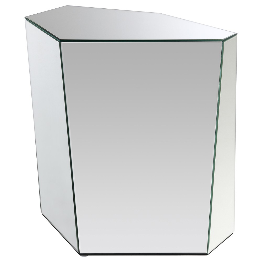 Mirrored Abstract Geometric Glass End Table in Silver by Coaster Capella