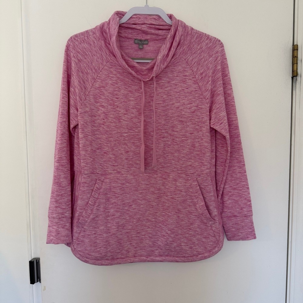 T by Talbots Pink Marled Cowl Neck Long Sleeve Pullover Top Women's Small