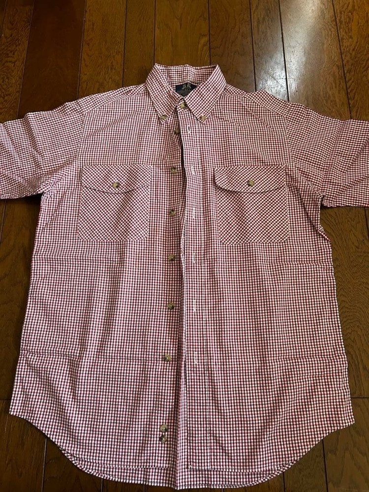 Willis & Geiger Red & White Check Short Sleeve Shirt L