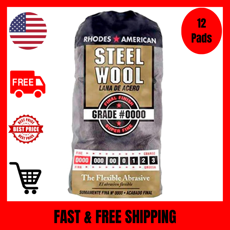 Homax #4/0 12 Pad Steel Wool, Super Fine Grade For polishing and cleaning