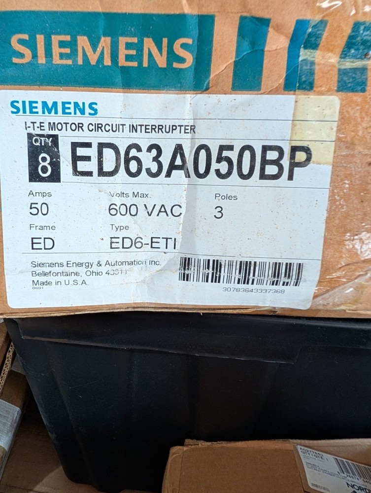 Siemens Breaker # ED63A050BP,  50 Amp ,3 Phase. New. $399.