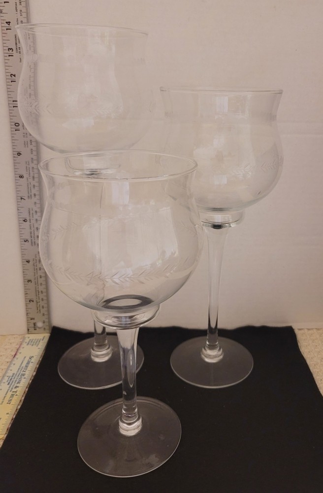 3-Piece Tiered Tulip Goblets with Non-Optic Design