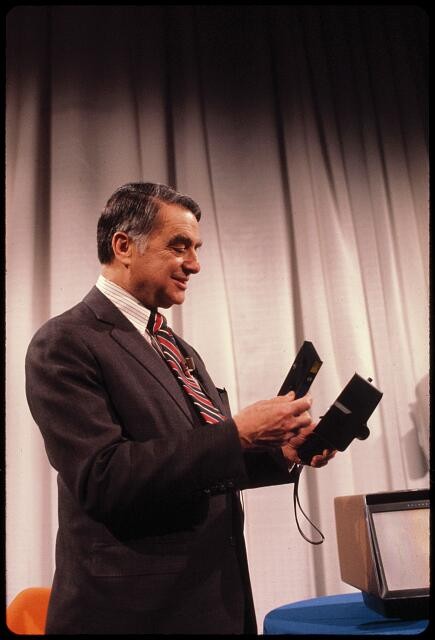 Edwin H. Land, founder, Polaroid Corp. 1937; developed lenses 1-step phot 12