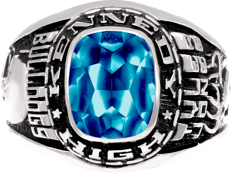 925 Silver Customized Rectangle Men's Birthstone High School College Class Ring