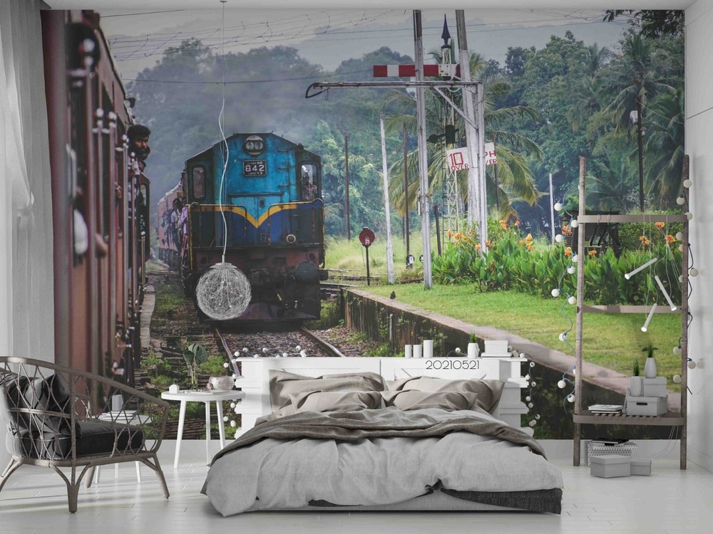 3D Forest Railroad Train Landscape Wall Murals Wallpaper Murals Wall Sticker 4