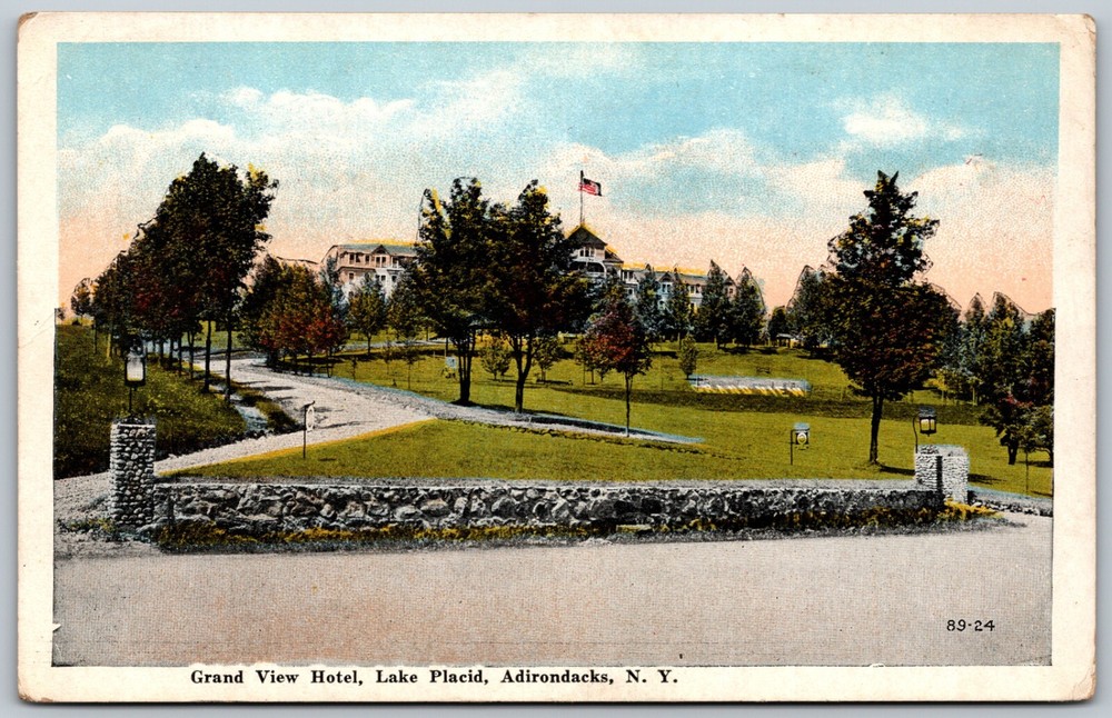 Grand View Hotel Lake Placid Adirondacks New York Landscape ANTIQUE Postcard