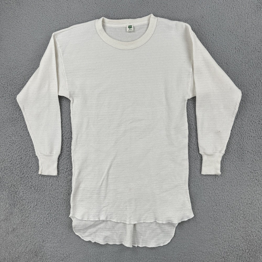 Vintage Hanes 80s Adult Size XL Long Sleeve Thermal Waffle Knit Shirt Base Layer