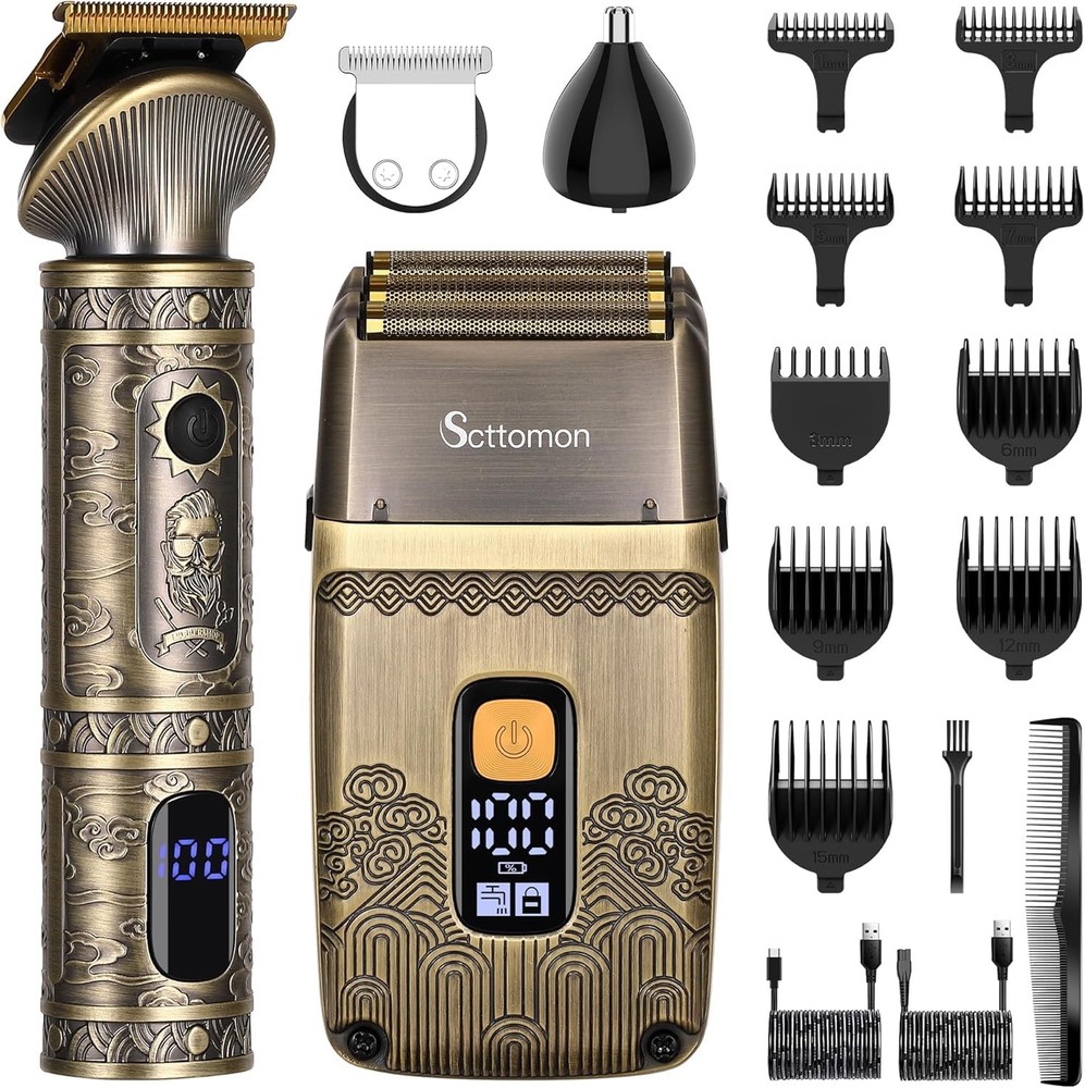 Men's T-Blade Hair Trimmer & Foil Shaver for Beard Grooming