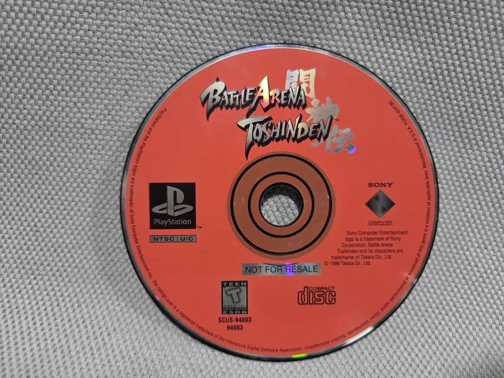 Battle Arena Toshinden PS1 Game Disc Only Sony PlayStation CD Not For Resale