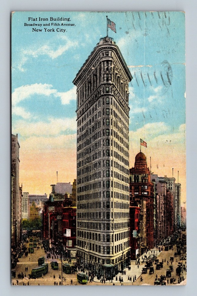 Vintage 1913 Flat Iron Building Postcard Broadway Fifth Ave NYC