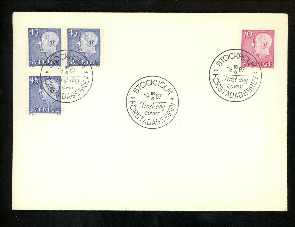 Postal History Sweden FDC #651+654+671 Gustaf VI Adolf Royalty 1967