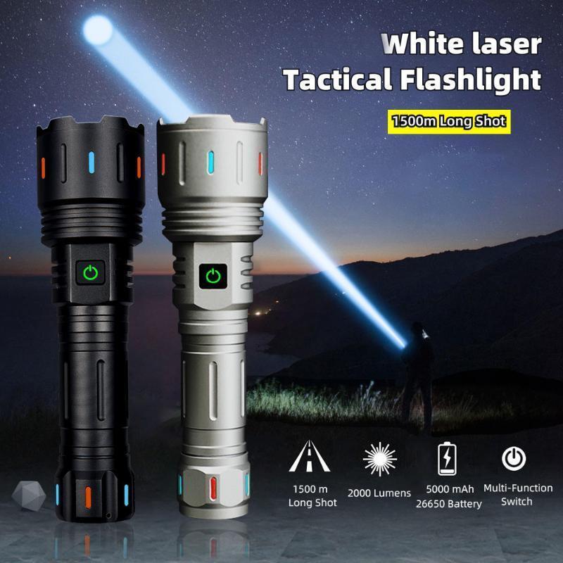 1000000LM White Laser Flashlight Zoomable Rechargeable Outdoor Tactical Torch