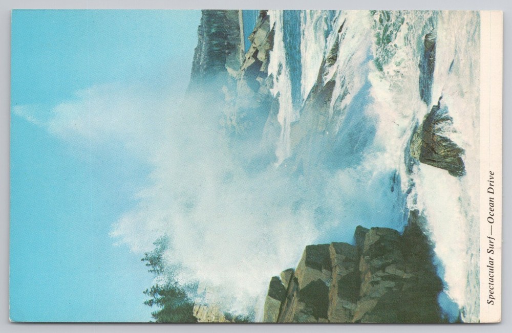 Spectacular Surf Ocean Drive Acadia National Park Maine Postcard-image