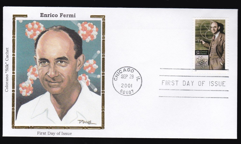 Enrico Fermi #3533 Us First Day Cover 2001, Colorano Silk Cachet Fdc