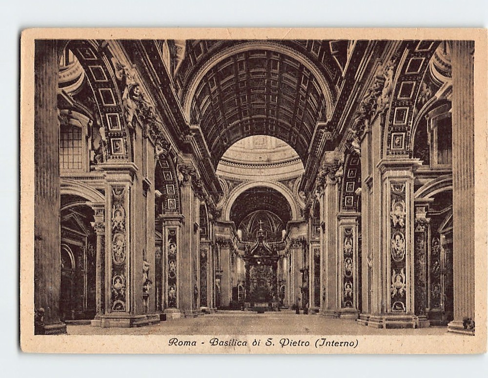 Postcard Interior St. Peter's Basilica Vatican