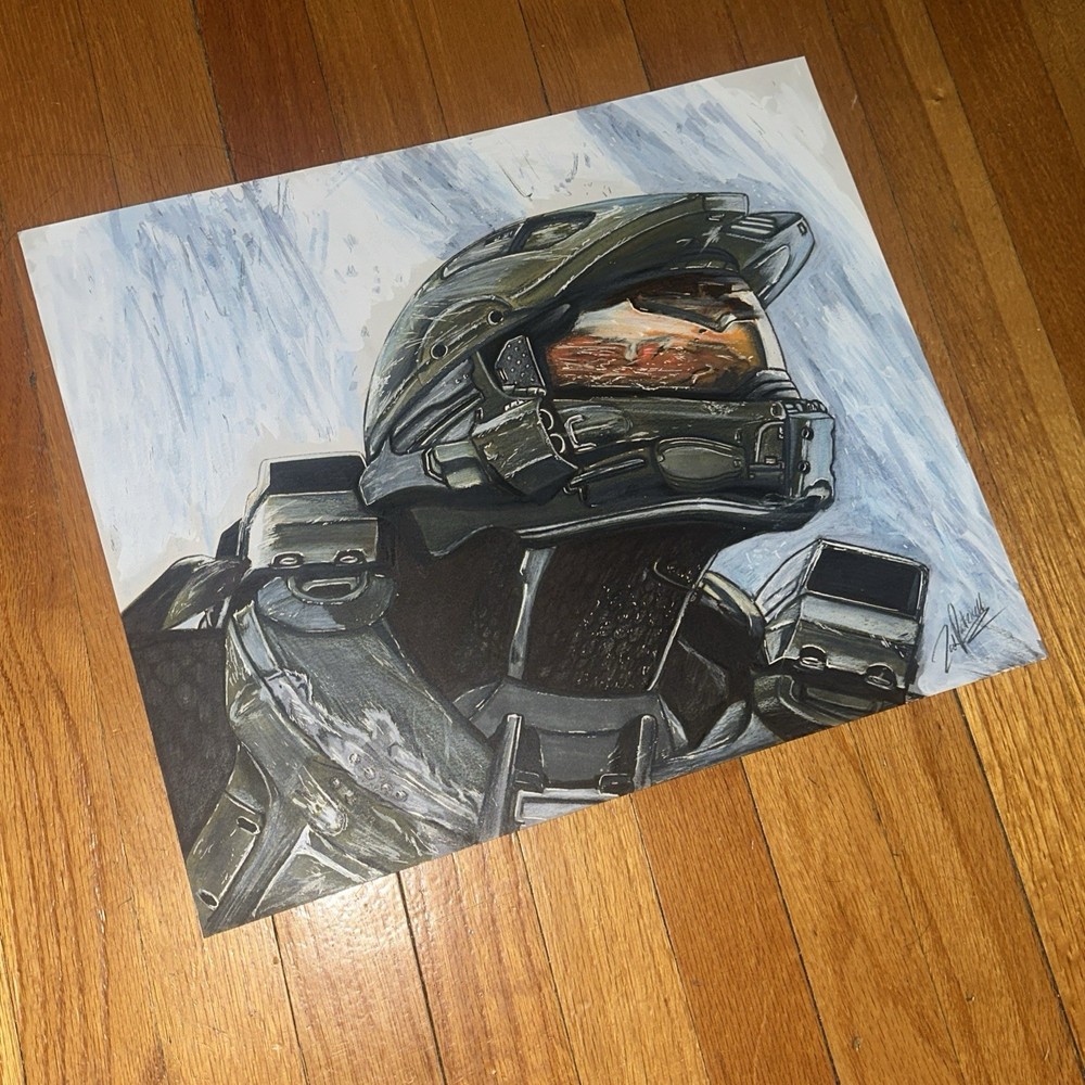 Halo 4 Master Chief Portrait 1 of 1 14x17 Inch Portrait  (HAND DRAWN)