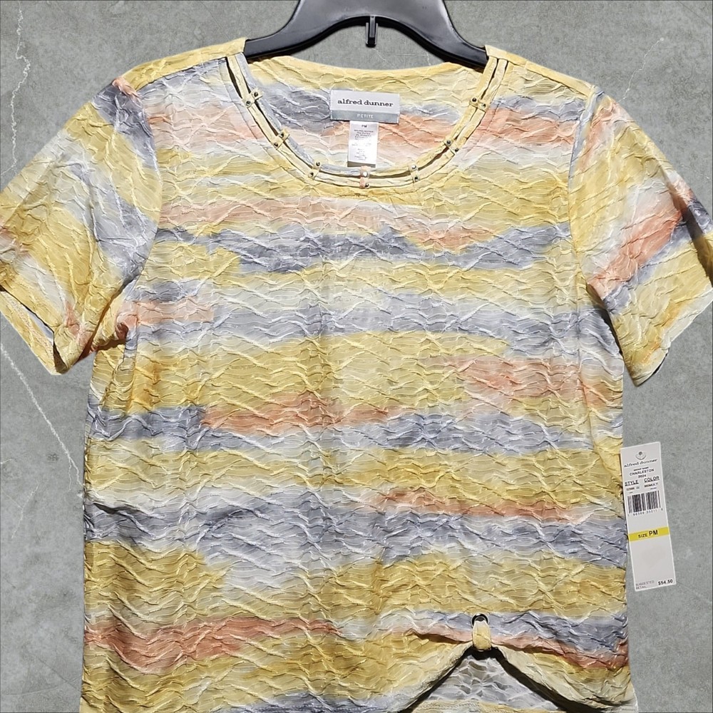 Alfred Dunner Top Women's Petite Medium Watercolor Print Charleston NWT MSRP$54