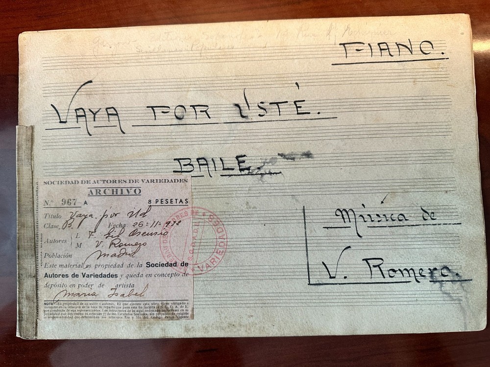 Rare 1932 Spanish Manuscript Score “Vaya por Usted” – V. Romero Piano – Archival