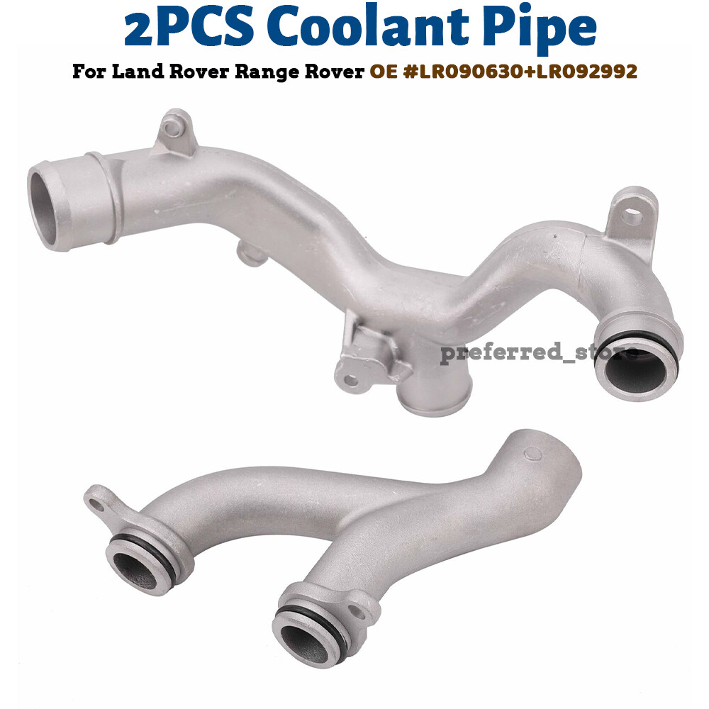2pcs For Jaguar Land Rover Coolant Pipe Metal 3.0L V6 5.0 V8 Supercharged Engine