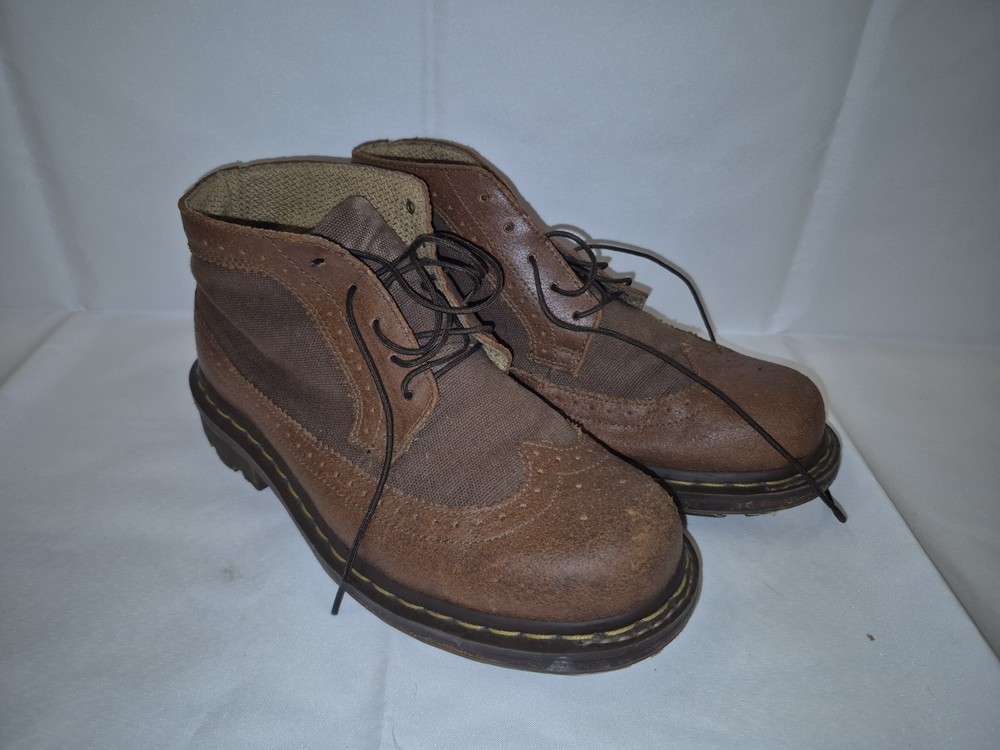 Dr. Martens Men’s Boots Size 8 US 7 UK 41 EU Brown Suede Canvas Wingtip Style