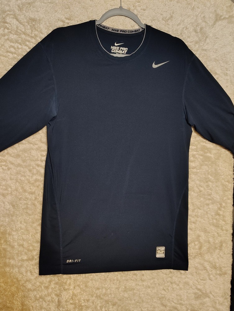 Nike Pro Combat Mens 2XL Compression Fitted Long Sleeve Training T-Shirt Blue