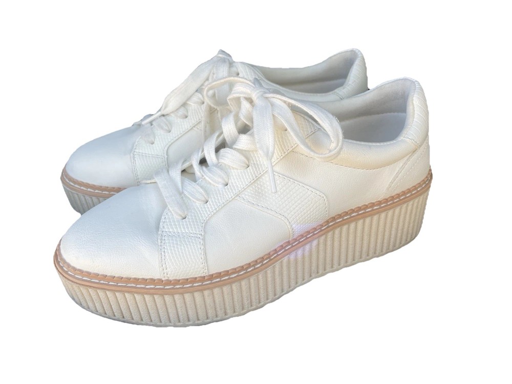 Dolce Vita Platform Sneakers White Women’s Sz 8 Lace Up Chunky Shoes DV Bubbles