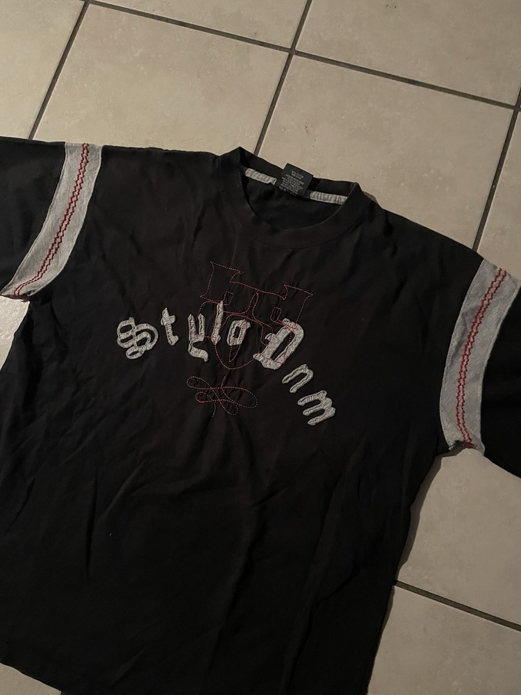 Vintage Y2K Stylo Dnm Shirt Mens Medium Black  Skate Grunge Short Sleeve Shirt