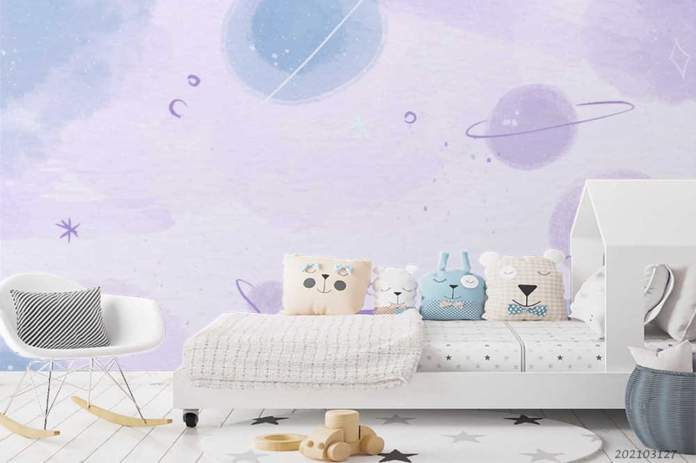 3D Space Planet Watercolor Wall Murals Wallpaper Murals Wall Sticker 4