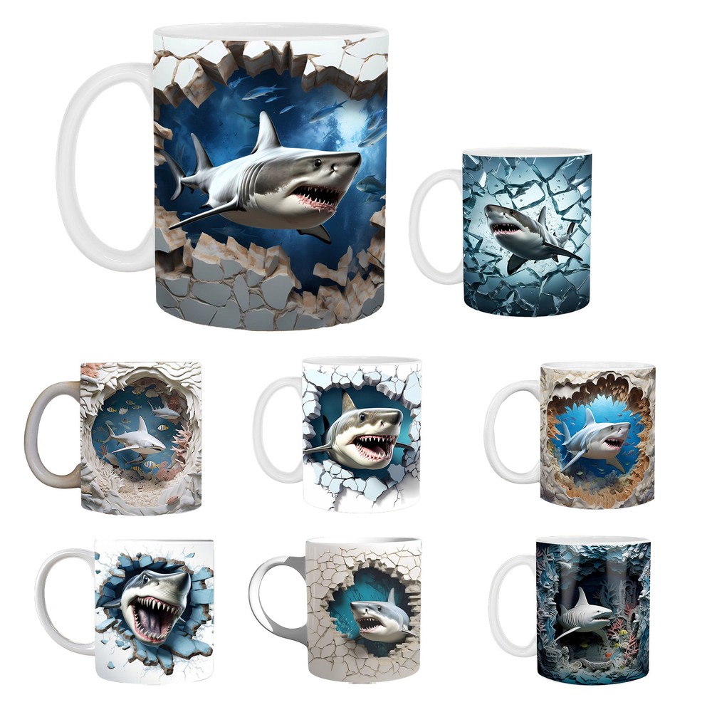 Shark Ceramic Mug Coffee Tea Mug Gift Mug Ocean Theme Mug 350ml