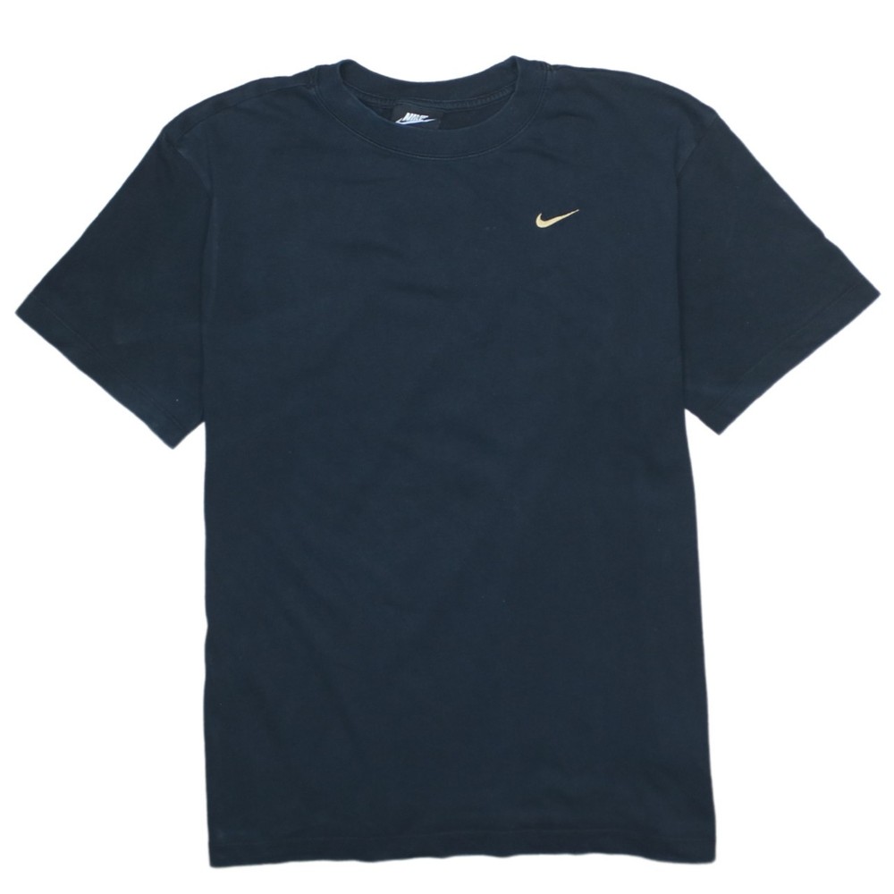 Nike Mens T Shirt Black Cotton Dri Fit Embroidered Swoosh Sports Top S