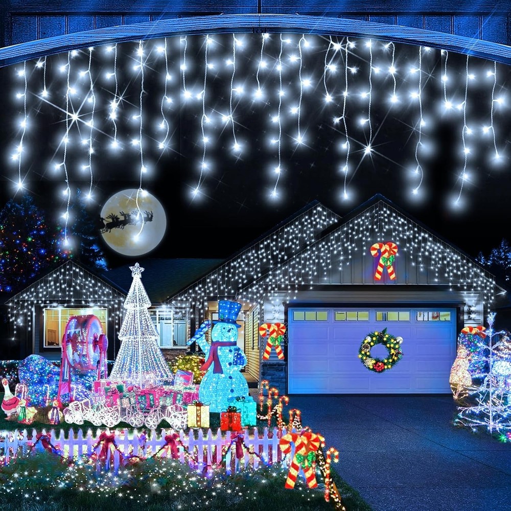 Christmas Lights Outdoor, 131FT 1280 LED Ice Lights for outside with 240 Drops,
