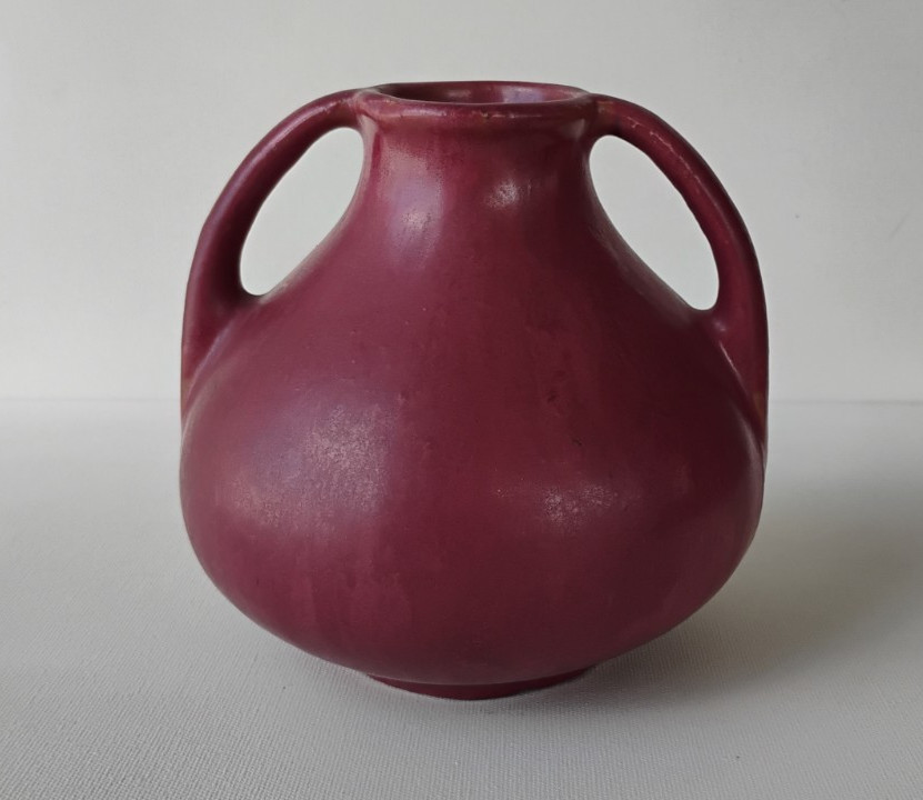Fulper Art Pottery Matte Burgundy 2 Handled Arts & Crafts Vase