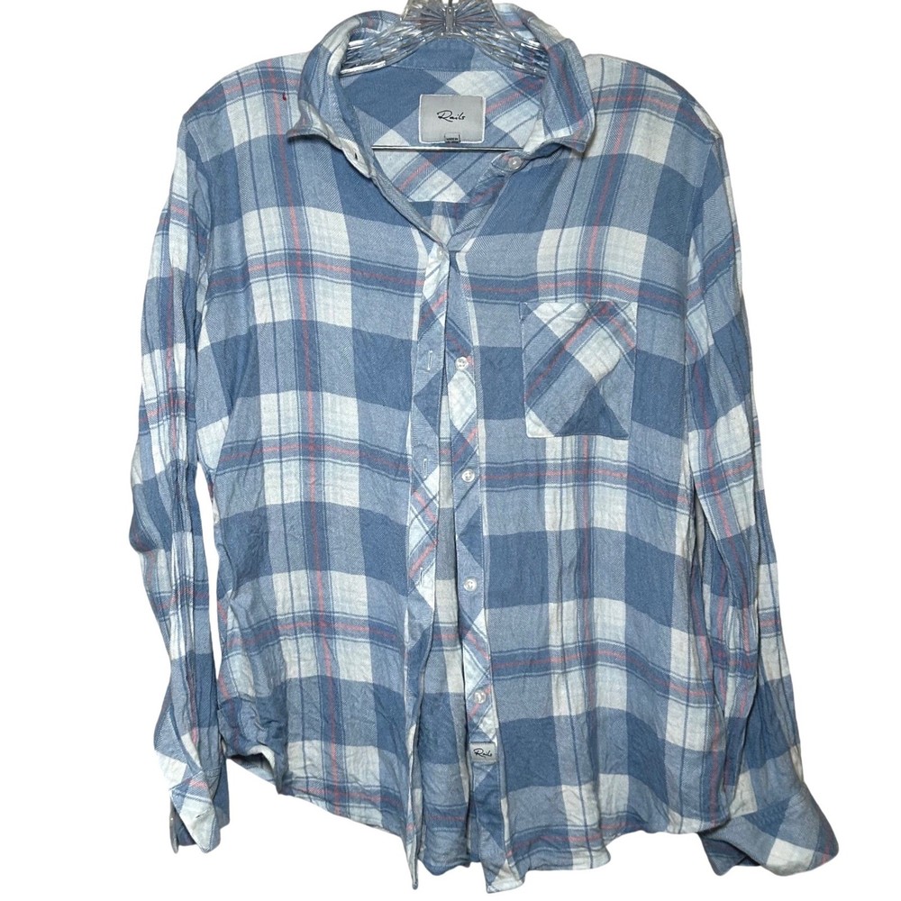 Rails Hunter Plaid Shirt Blue Lake Coral Women's large cabin casual granola