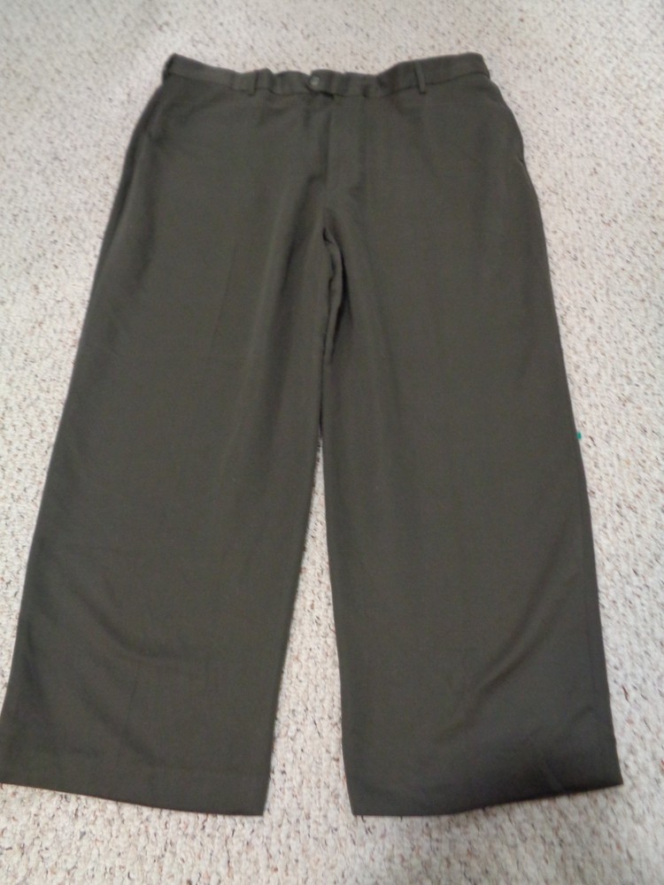 Men's SAVANE green slacks expandable waistband pants, 44x30