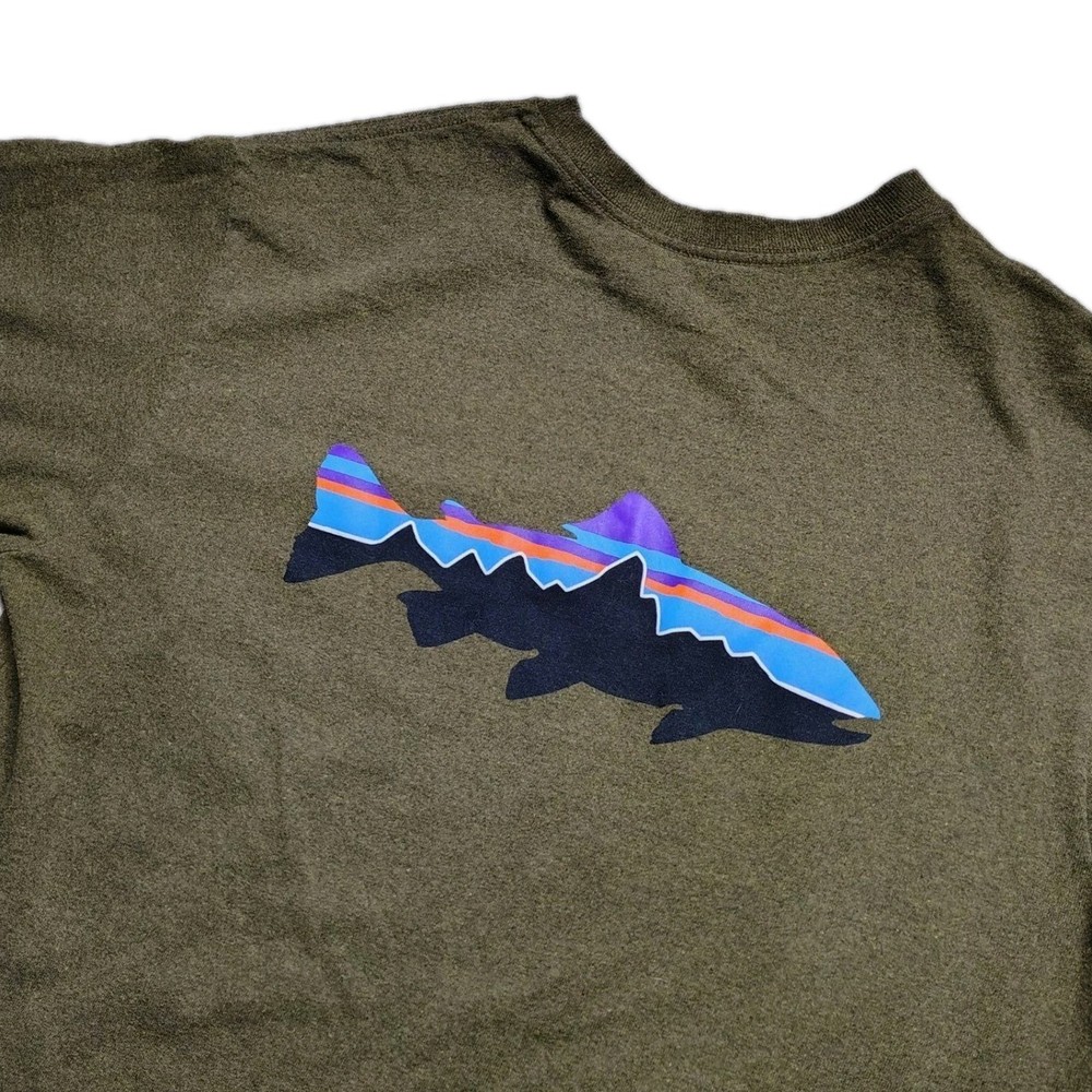 Patagonia Mens Long Sleeve Responsibilitee Shirt Fitz Roy Trout Green Size Small