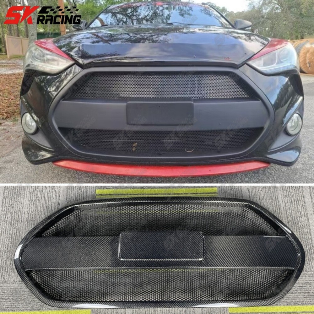 Fit Hyundai Veloster Turbo Forged/Carbon Fiber/Matte Black Front Bumper Grille