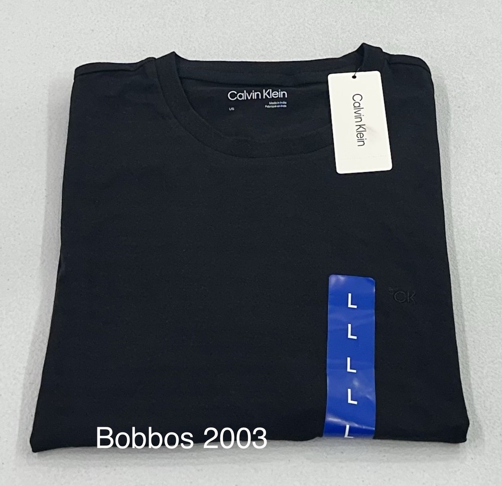 Calvin Klein Men's Cotton Crewneck Short Sleeve T-Shirt, Black Beauty, L