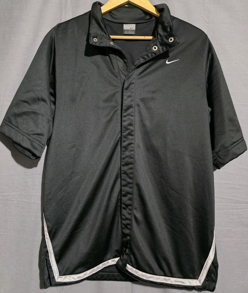 Vintage Nike Shirt Men Medium Black Shooting Jersey Warm Up 90s Grey Tag Hip Hop