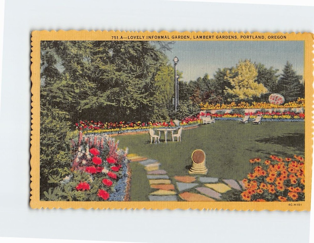 Postcard A Lovely Informal Garden Lambert Gardens Portland Oregon USA