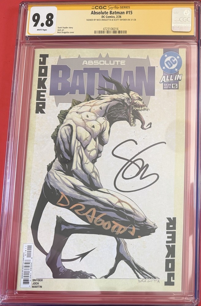 Absolute Batman #15 CGC SS 9.8 1st Print SIGNED Snyder & Dragotta 1st JOKER NM 1